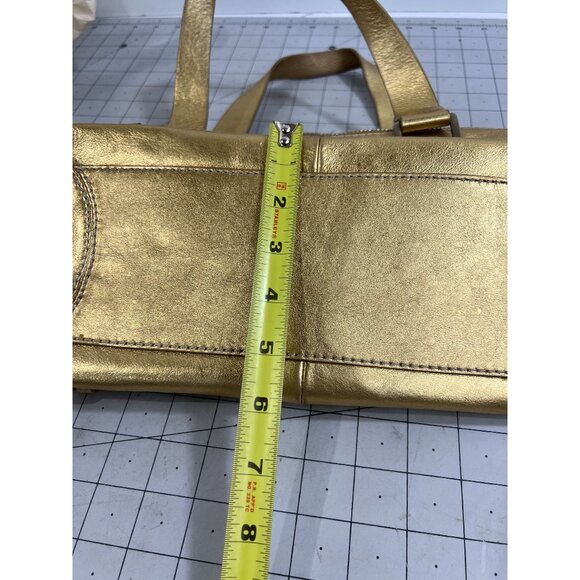 Michael Kors Gold Metallic Double Handle Buckle Handbag Purse VG++ - Picture 9 of 9